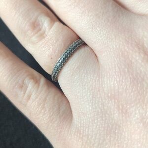 Sterling Silver Clear Rhinestone Statement Ring - size 6